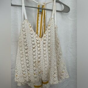 Free People Beach flowy white crochet top